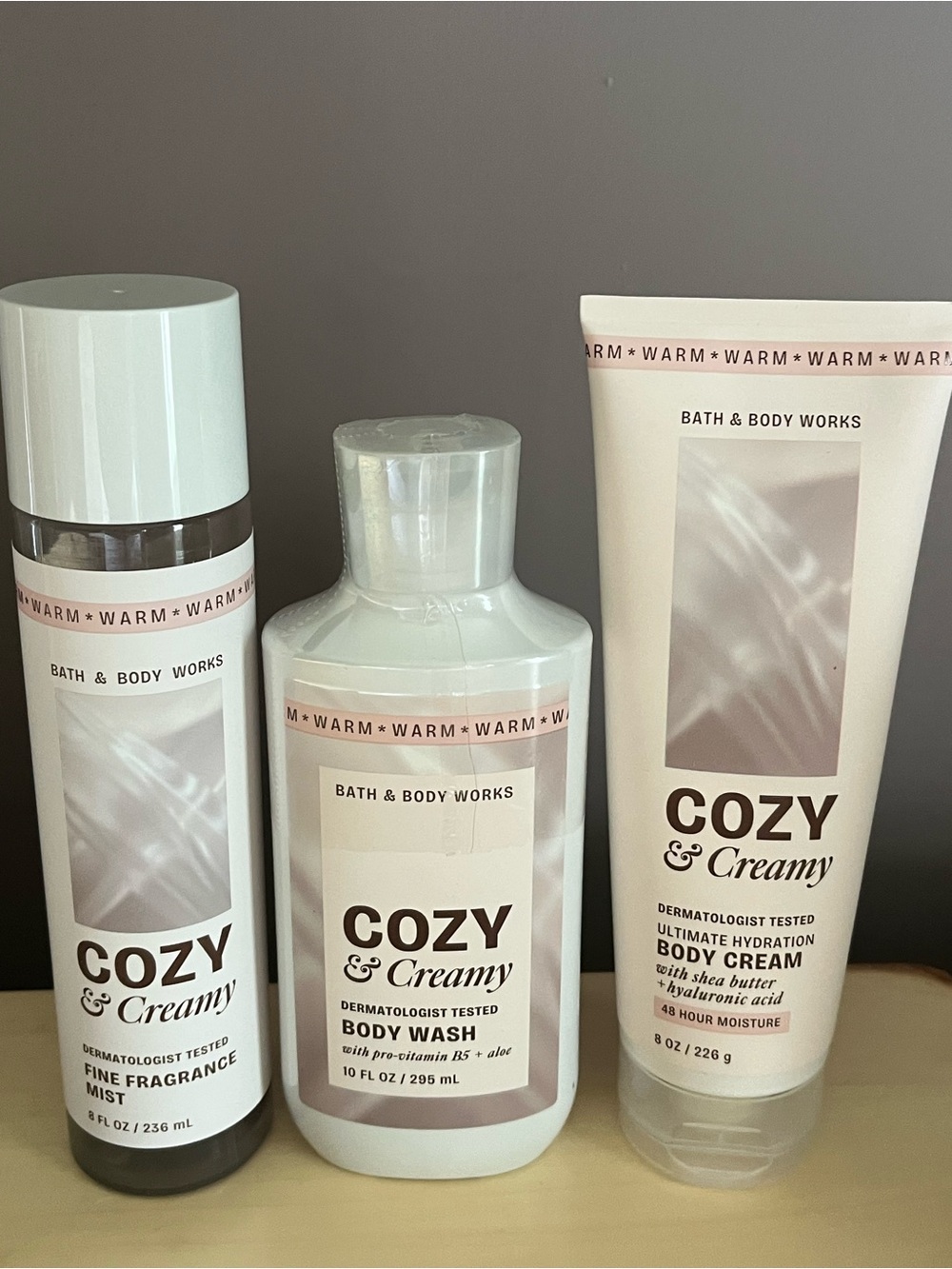 Bath & Body Works Cozy & Creamy Body Wash, Fragrance Mist & Body Cream Set